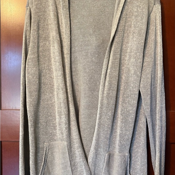 Pendleton Sweaters - Pendleton Beige Hooded Knit Open Front Cardigan
